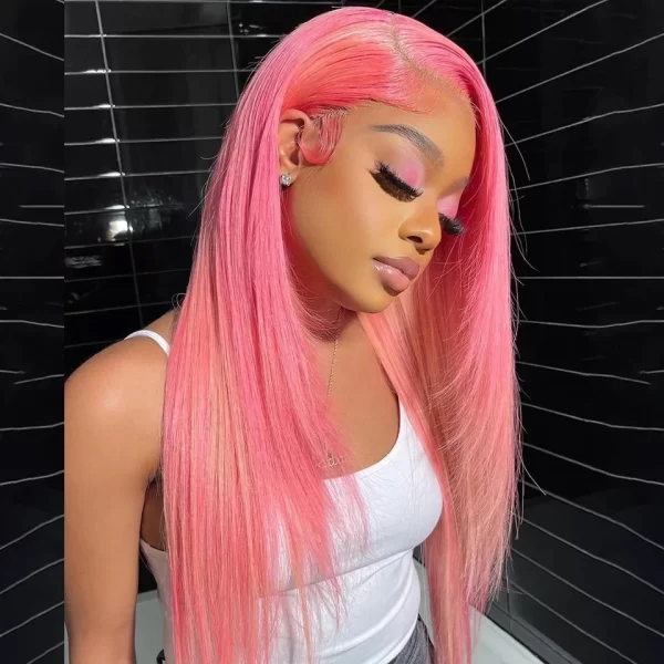 Light Pink 13X4 Transparent Lace Frontal Wigs Straight Lace Front Wig 180 Density 613 Colored Human Hair Wigs For Black Women