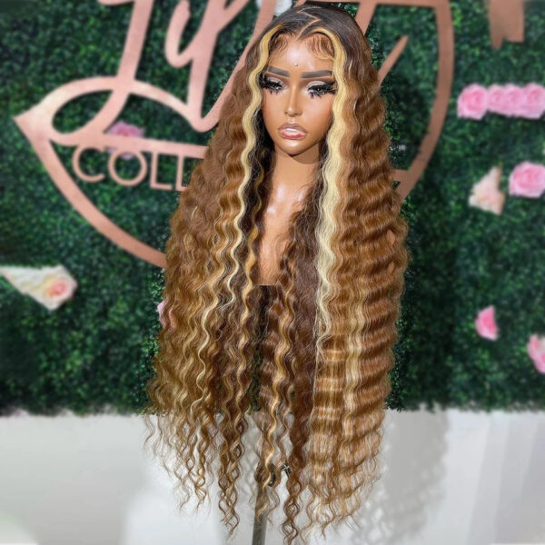 Pre Cut Highlight Wig Curly Human Hair 13x4 Deep Wave Bleached Knots Glueless Wigs 7x5 PrePlucked Ready to Wear Human Hair Wigs