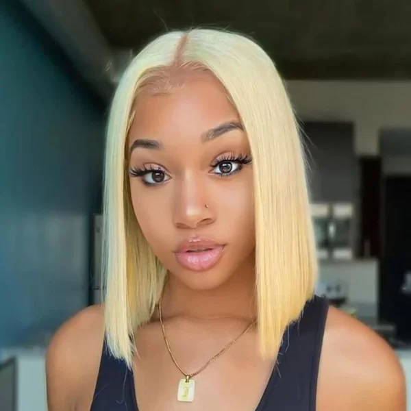 613 Blonde Lace Front Wig Short Bob Human Hair Wigs Straight Bob Wig Lace Front Human Hair Wigs PrePlucked 13x4 Bob Wig