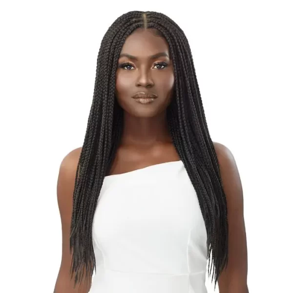 Lace Front Part Braiding Long Wig Goddess Twist Box Braided Synthetic Frontal Wigs For Black Women Bleached Knotless Baby Hair